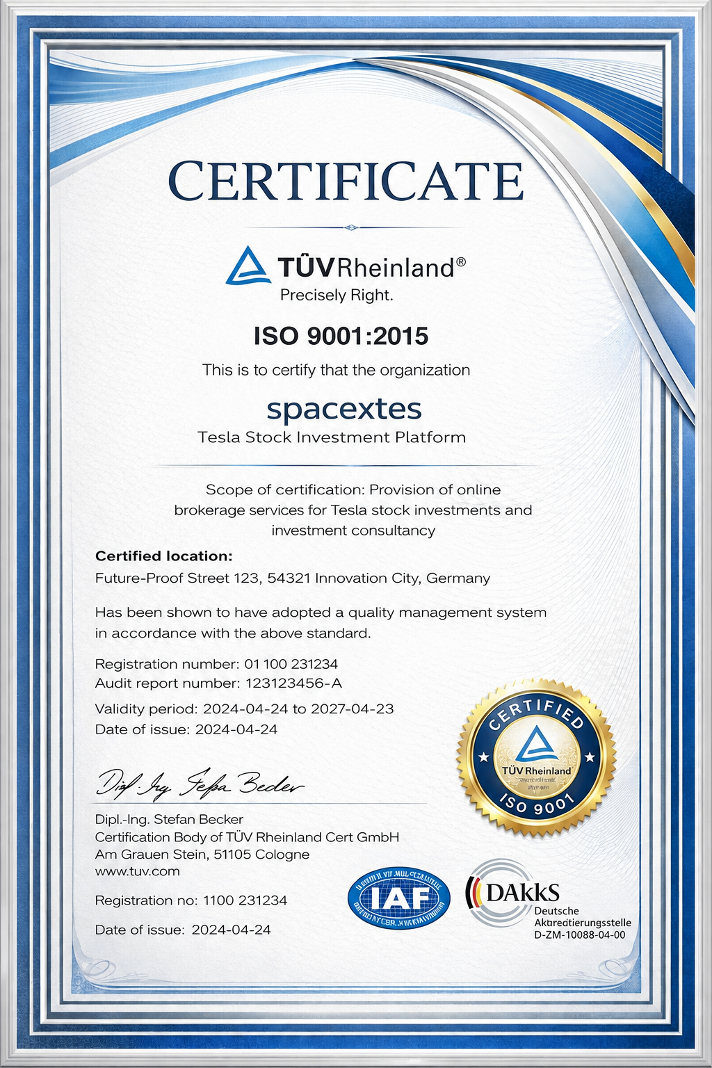 spacextes Official Certificate